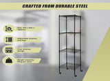 Modular Wire Storage 45x45cm Steel Shelving Black With Wheels For Garage Warehouse Or Kitchen V63-841301
