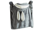 Hooded Blanket Wearable Polyester Plush Rabbit Ear Hooded Blanket Throw Soft Warm Blanket for Home V1294-YM0512-3117220259412