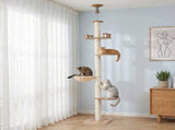 i.Pet Cat Tree Tower Floor to Ceiling Scratching Post 270cm Beige PET-CAT-POLE-W-BE