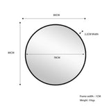 Metal Round Mirror 80cm - Black V292-MIRR-ARCH0034