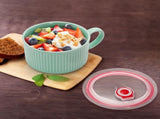 2 Packs Ceramic Soup Bowls with Handles, 32 OZ Microwave Safe Mug Vented Lid, Leak-proof French V1259-DP01-A-890