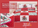 Elegant Red, greem & White Christmas Queen Bedspread Set V745-MAC080143Q13U