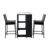 Gardeon 3-Piece Outdoor Bar Set Patio Dining Chairs Wicker Table Stools ODF-BARSET-STORE-3SET