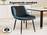 Artiss 2x Dining Chairs Retro PU Leather Kitchen Lounge Cafe Accent Chair Black DINC-K-2602-BKX2
