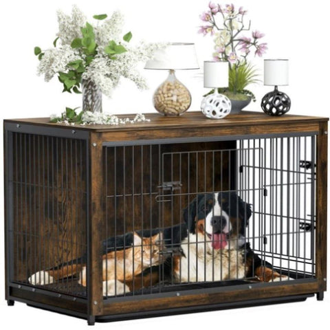 Large Wooden Dog Crate Kennel End Table Nightstand 100x59x74cm V178-66973