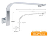 WELS ABS 200mm Square Rain Shower Head & Brass Gooseneck Wall Arm Set WATERMARK V1233-A602SS0801