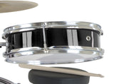 Karrera Mini 4-Piece Children Drum Kit Set Wooden with 2 Toms Bass Pedal Snare Stool Metallic B 4PC-DRUM-BLK