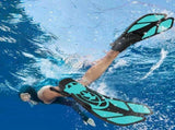 Pair of Snorkel Fins Diving Swim Fins Adjustable Open Heel Swimming Barefoot Flippers Cyan - L V1308-DSZKI-269-2