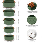 5-piece cotton rope storage basket set, cotton woven with leather handles, multiple sizes for V1232-MXBZSNK001