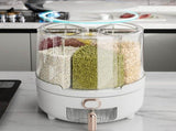 360 Degree Rotating Grain Dispenser Box PP Plastic Kitchen Storage Container for Rice and Beans V1294-YM0626-3118230011211