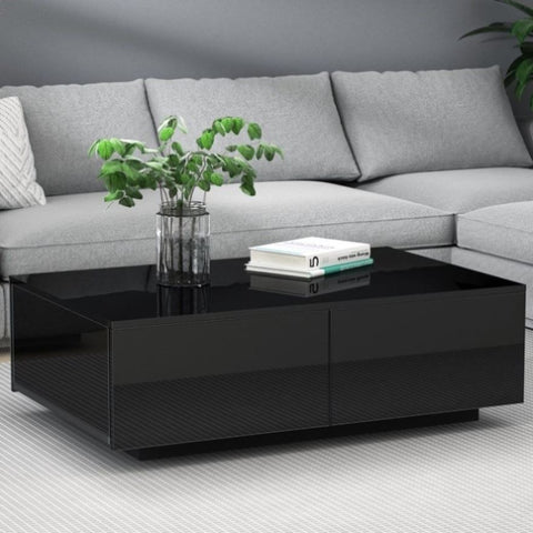 Artiss Coffee Table 4 Drawers Black Trevi FURNI-L-COF01-BK-AB