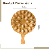 Round Wooden Serving Tray with Handle 24 Holes for Storing Deviled Eggs Sustainable Wood Design V1258-DP02-BOL-251