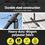 Instahut Outdoor Umbrella 3M Cantilever Beach LED Garden Shade Patio Charcoal UMB-BAN-8RIB-LED-CO