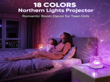 Northern Lights Projector, 16-Color Ocean Wave Ambient Light, Remote Dimmable Rotating Aurora Lamp, V1366-AZ2-W-11644