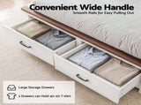 Artiss Double Wooden Bed Frame with 2 Drawer Platform Bed with 108cm Solid High Headboard White Bed WBED-F-RAWDO-D-WH-ABC