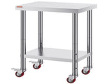 24x18x34 Inch Stainless Steel Work Table 3-Stage Adjustable Shelf with 4 Wheels Heavy Duty V952-CFGZT24X18X34YC01V0
