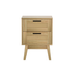 Artiss Rattan Bedside Table 2 Drawers Wood - RIE Oak FURNI-G-BS-RAT-02-WD