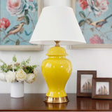 SOGA 2X Oval Ceramic Table Lamp with Gold Metal Base Desk Lamp Yellow TABLELAMP170YELLOWX2