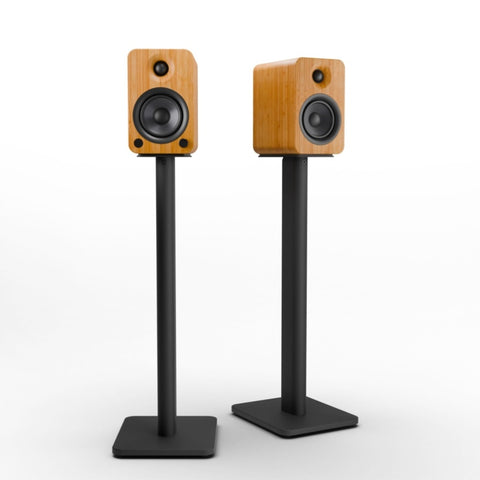 Kanto YU4 140W Powered Bookshelf Speakers with Bluetooth and Phono Preamp - Pair, Bamboo with SP26PL V398-KO-YU4BAMBOO-SP26PL