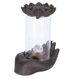 LED Waterfall Backflow Incense Burner with Windproof Cover Handicraft for Home Office Tea House V1294-YM0718-3115200137811