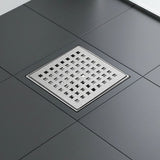 15x15cm Square Shower Drain with Grid Pattern Grate 304 SS, CUPC Certified with Hair Strainer V63-955591