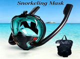 Adult Full Face Snorkel Mask Dual Tube 180&deg Panoramic Anti-Fog, Unisex Snorkelling Gear for Outdoor V1232-FQJ-003