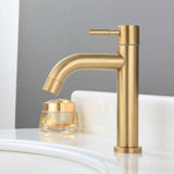 Single Cold Basin Stainless Steel Bathroom Countertop Sink 4 Point Interface PVD Basin V1237-ZY-715-047