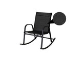 Rocking Chair High Back Rocker Chairs Steel Metal Textilene Fabric-Black V264-OTF-522S-BLK