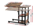 Artiss 3 Tier Adjustable Laptop Desk Tiltable Mobile Side Table Wheels LA-DESK-C-60-2T-WA