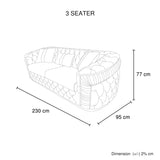 3 Seater Sofa Beige Velvet Fabric Solid Wood construction Gold Stainless Steel Trim V43-SOF-DUK3SBG