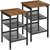 VASAGLE Side Table Set Nightstand Industrial Set of 2 Bedside Tables with Adjustable Mesh Shelves V227-9101402100314