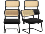 Rattan Chairs, Set of 4, Mid Century Modern Dining Chair, Upholstered Velvet Accent Chair with V952-TBYCYTERHS40ZKRPTV0