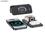 CHOETECH T616-F-BK 3in1 Magnetic Foldable Wireless Charger Black V28-ELECHOT616FBK