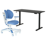 Ergonomic Kids Study Chair & Adjustable Electric Standing Desk Set Blue Chair & Black Desk V563-68416_-68303