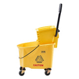 Mop Bucket with Wringer, 26 Qt. Commercial Mop Bucket with Side Press Wringer, Side-Press Mop Bucket V952-DJSDTBT2628QRG0VAV0