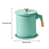 Household Mesh Oil Filter Tank with Lid Large Capacity Grease Container Oil Storage Pot V1294-YM0523-220212GS01-1