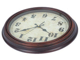 Rustic Wall Clock Dark Brown Large Dial Silent for Home Battery Operated V1366-AZ2-W-23805