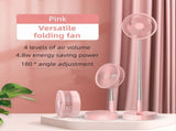 Pink USB Rechargeable Telescopic Folding Fan, Portable Standing & Desktop Quiet Fan with 4 Wind V888-ELOSUNG55640
