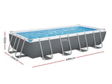 Bestway Swimming Pool Steel Frame Pool Set w/ Filter Pump Ladder Cover 488x244cm BW-POOL-SQ-488-56672