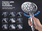 Cefito High-Pressure Rain Shower Head with Handheld, Gear-Lock Anti-Sag Arm for Family Spa, 12" SHOWER-B2-SQRO-10-SI