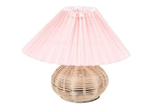 Pleated Table Lamp Soft Yellow Light Linen Lampshade Rattan Base Bedside Lamp for Bedroom Roseate V1294-YM0901-3119250082811