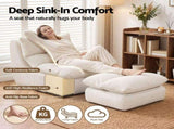 Artiss Lounge Chair Ottoman Single Sofa Couch Boneless Corduroy Chaise Footrest SB-C-OTT-WH