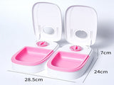 Pink Silent Automatic Pet Double Meal Dispenser with Rotary Buckle - Longest 48H Scheduled and Long V888-ELOSUNG45545