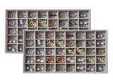 Large Velvet Jewelry Tray Display Drawer Inserts 2 Pack Stackable Jewelry Organizer for Earring V1107-107-67282-GRY-40GRIDS
