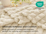 Updated Grey Throw Blanket for Couch and Bed- Super Soft and Warm 3D Checkered Fluffy Fuzzy Fleece V1107-114-55048-BEG3