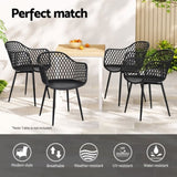 Gardeon 4PC Outdoor Dining Chairs PP Lounge Chair Patio Furniture Garden Black ODF-CHAIR-PP130-BK-4X