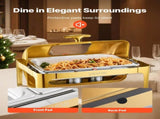 Roll Top Chafing Dish Buffet Complete Set, 9Qt Stainless Steel Chafer with Full Size Pan, Rectangle V952-ZFXQFGK1JTJSEAIBSV0