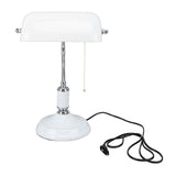Bankers Table White Glass Vintage Style Desk with Retro Pull Chain Switch Reading Table V1294-YM0901-3119240001511