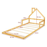 Pine Wood Floor Bed House Frame for Kids and Toddlers V63-843091