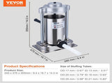 Manual Sausage Stuffer, 2 L / 5 LBS Vertical Sausage Machine with G-type Clamp, Food-Grade 304 V952-SDLSBXGGCJ2LHRF1AV0